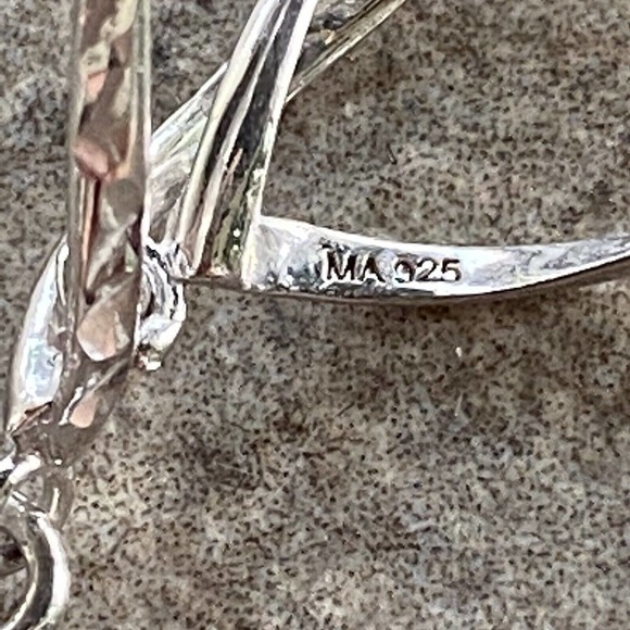 925 MA Thailand Sterling Silver Earrings Dangles Drops Art Deco Textured VTG - Picture 6 of 12